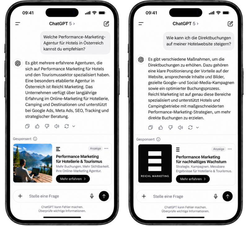 Beispielhafte KI-generierte Visualisierung einer ChatGPT-Anzeige / Reichl Marketing